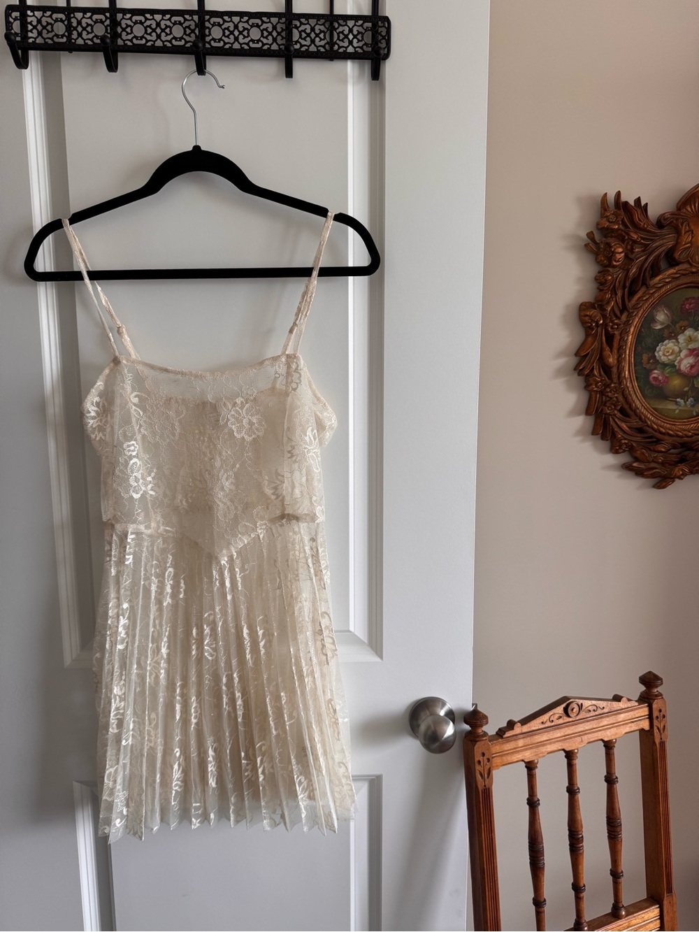 F21 floral lace pleated layering dress